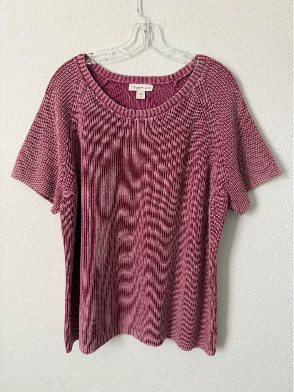 Coldwater Creek 100% Cotton Short Sleeve Round Neck Burgundy Sweater Size 3X